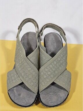 JBU by Jambu Women's Alyssa Shimmer Knit Wedge Heel Sandal, Sz 9.5M Sage Color